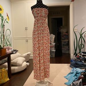 pink and white floral dress